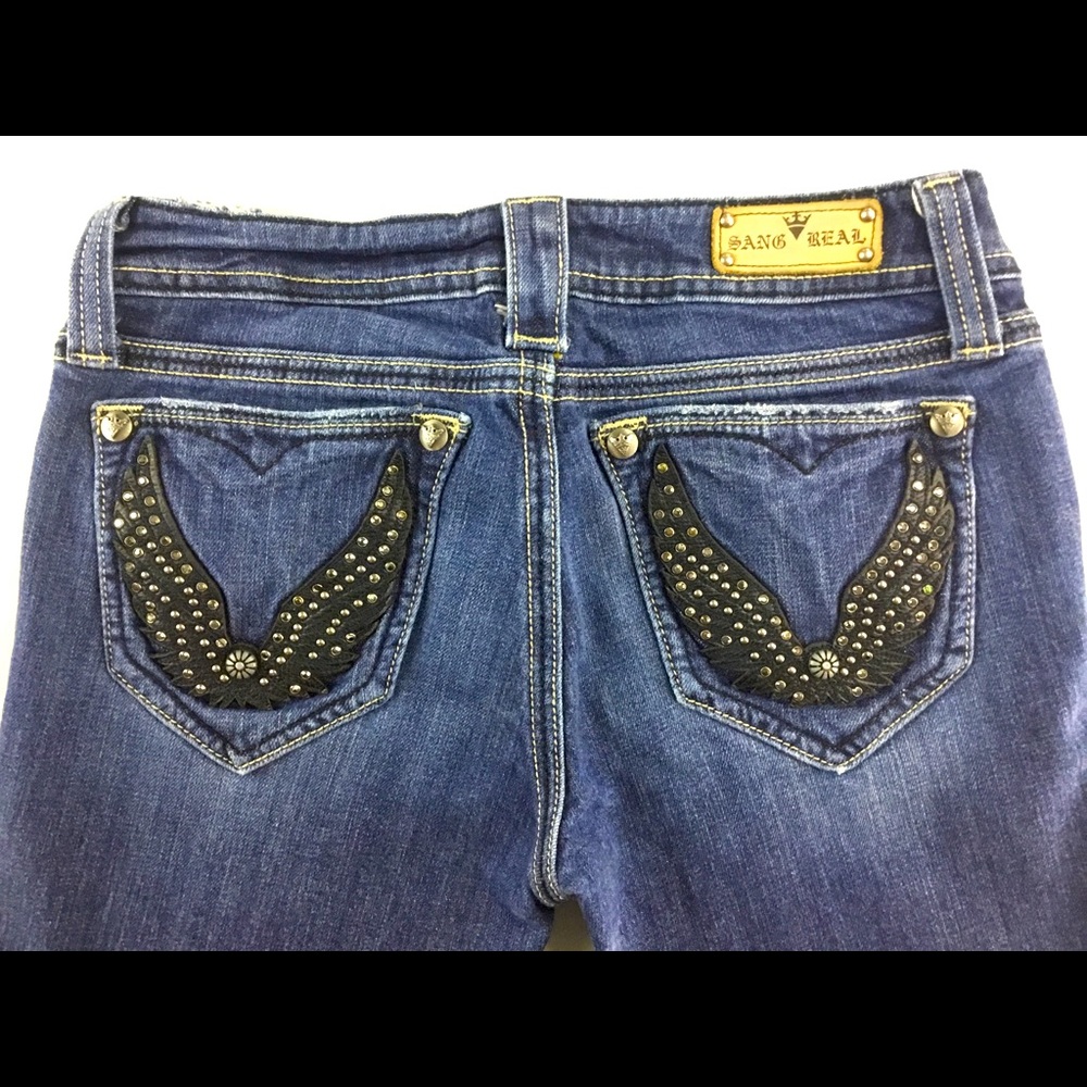 Sang Real Bootcut Angel Wings Low Rise Rhinestones